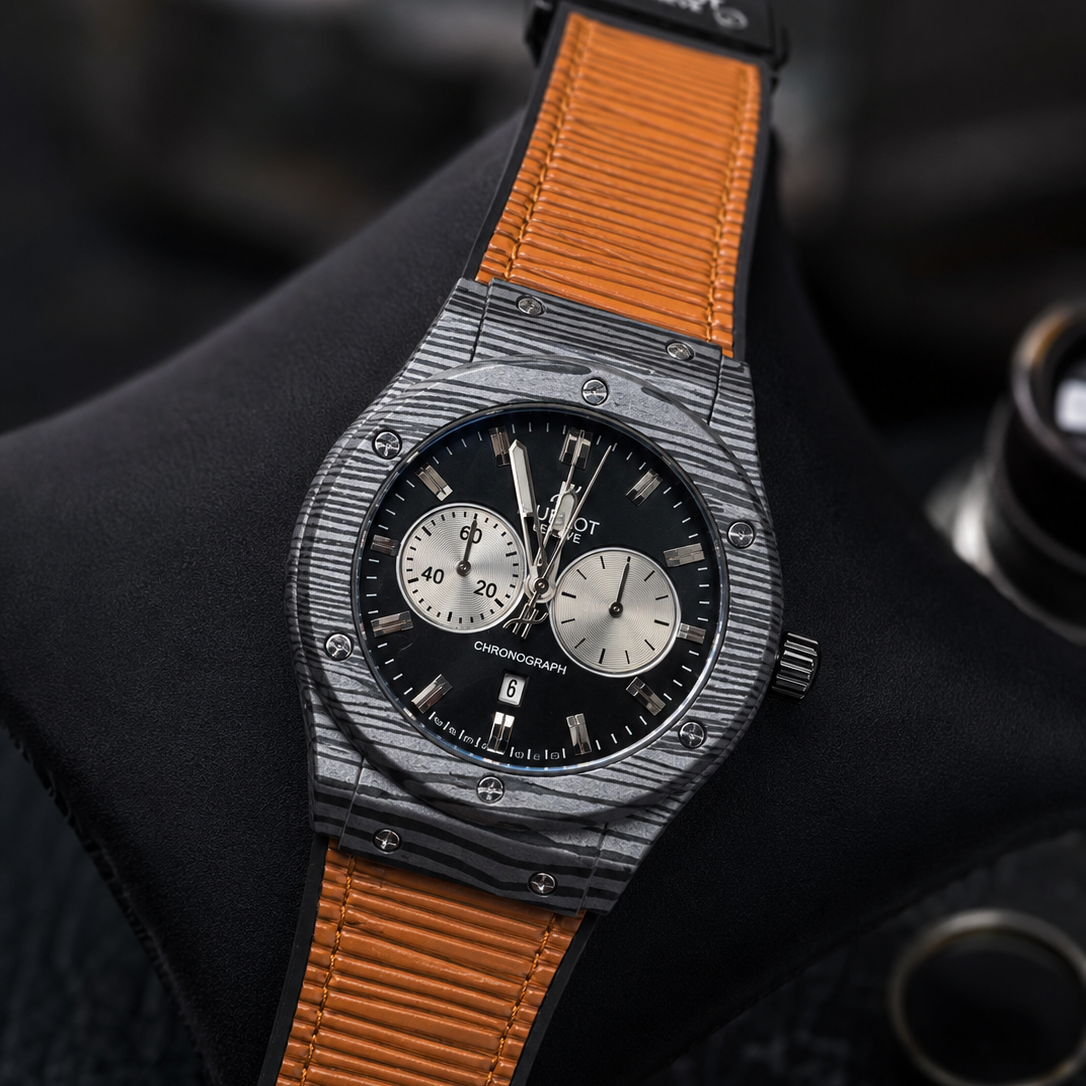 Hublot Classic Fusion Chronograph (Damascus Pattern / Orange Strap)
