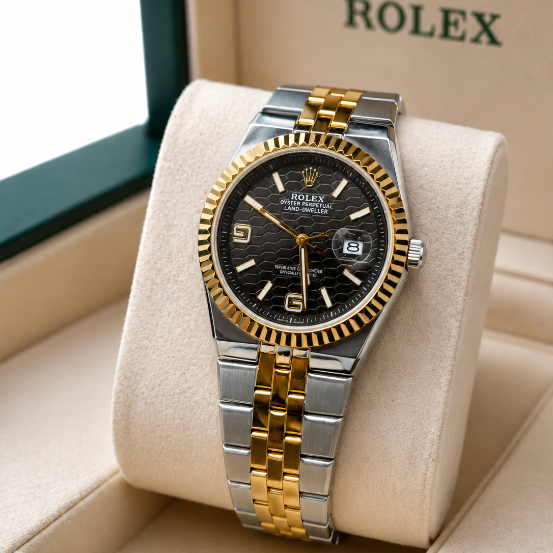 Rolex Land-Dweller Two-Tone (Black Honeycomb Dial)