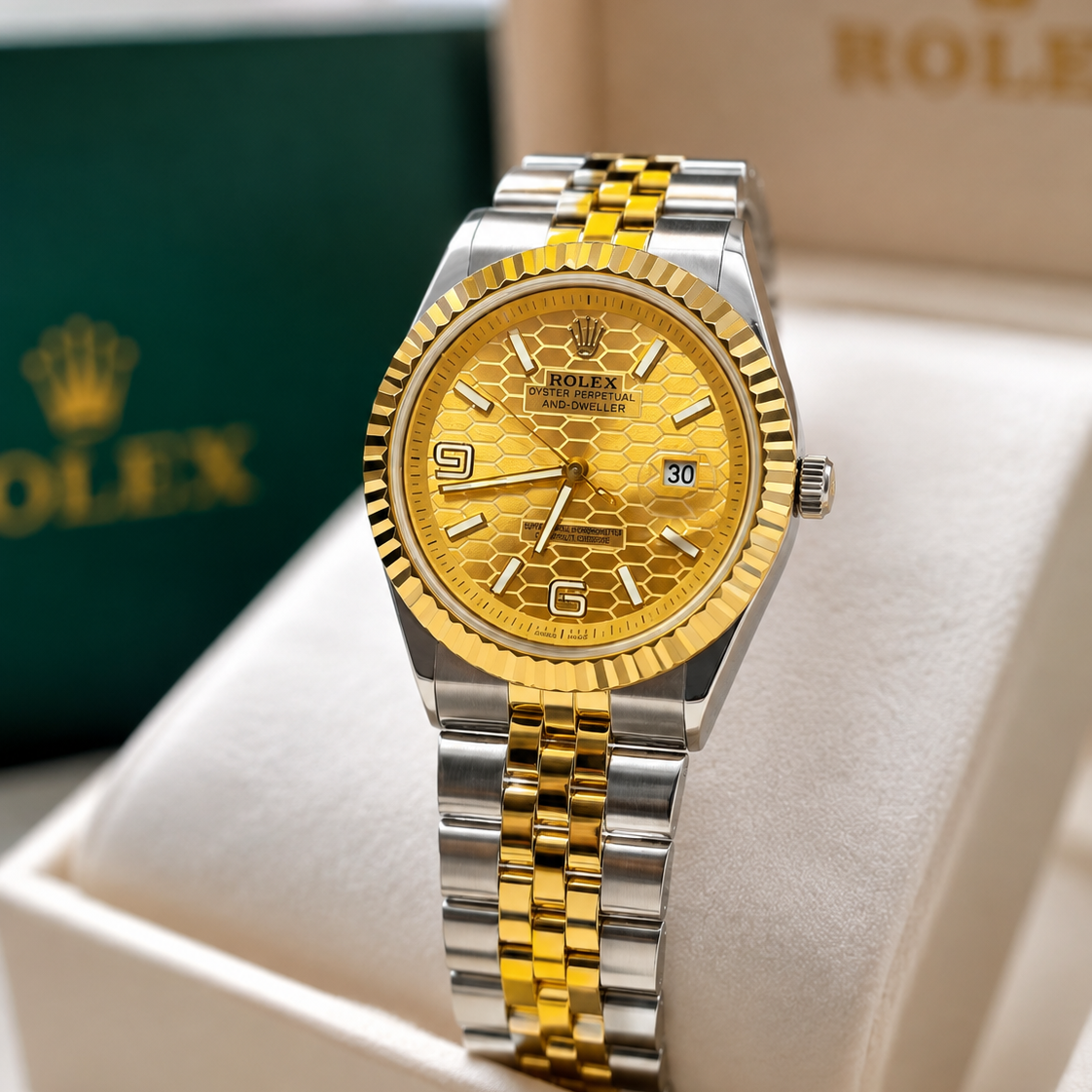 Rolex Land-Dweller Two-Tone (Golden Honeycomb Dial)