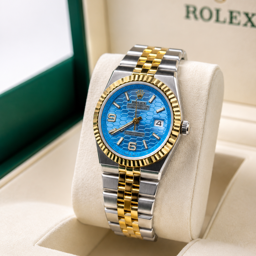 Rolex Land-Dweller Two-Tone (Ice Blue Honeycomb Dial)